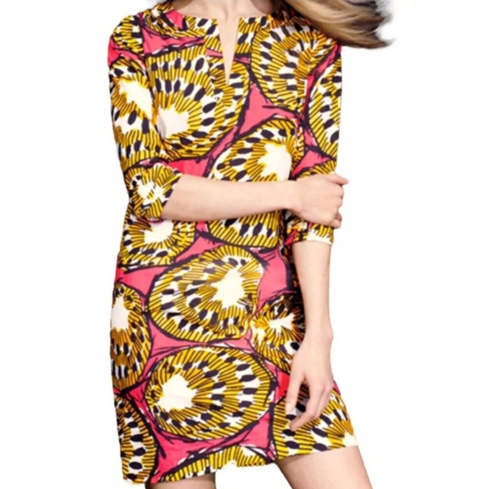 J Crew Womens Ratti Electric Kiwi Tunic Cotton V-neck Size 2